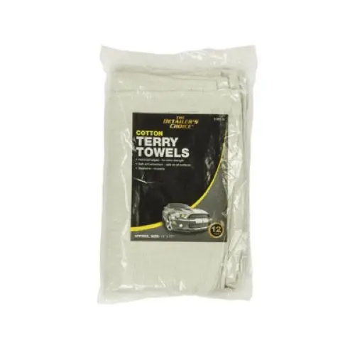 Hopkins 3-685-58 12-Pack Of 14" X 17" White Cotton Terry Cloth Car Detailing Cleaning Towels - Quantity Of 10 1