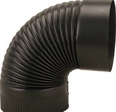 Imperial Bm0023 6" 24 Ga Black Corrugated Stove Pipe Elbow 1