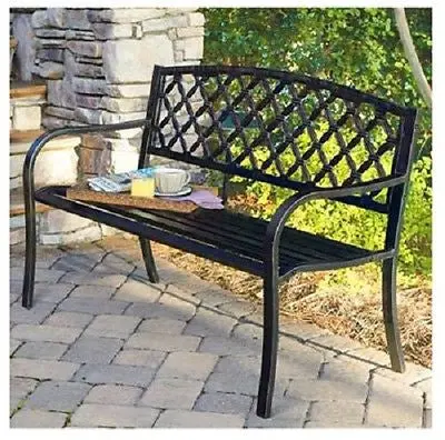 Imperial Ip-Sv131f Lattice Panel Back Design Steel/Iron Garden Bench 50"X23"X33" 1