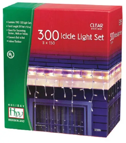 Inliten 14084W-88 Holiday Wonderland 300 Count Clear Icicle Christmas Light Set - Quantity Of 12 1