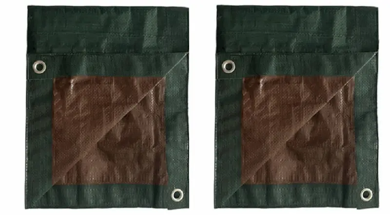 Itm Md-Wp-Gb-0418 4' X 18' Green & Brown Reversible Wood Pile Tarp - Quantity Of 2 1