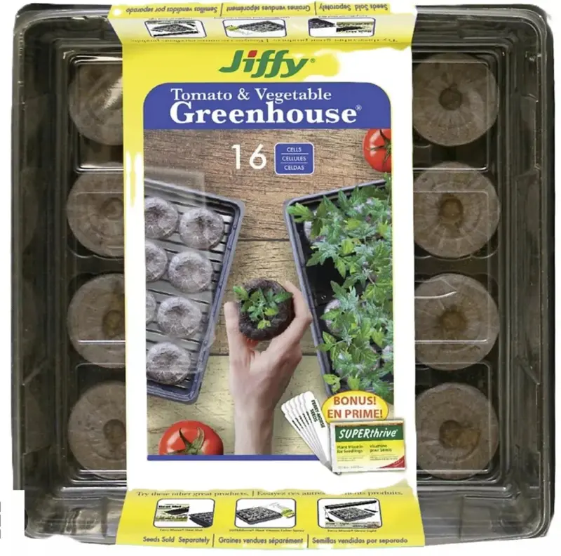 Jiffy J616gs 16-Count 11" X 11" Tomato Vegetable Seed Starting Greenhouse Tray 1
