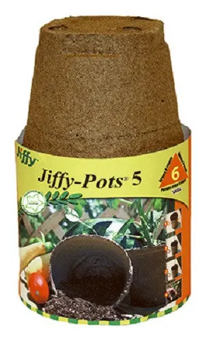 Jiffy Jp506 6 Pack Of 5" Round Seed Starting Peat Pots - Quantity Of 16 1