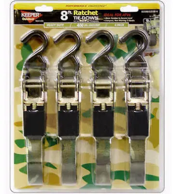 Keeper 03508-V 4 Pk 8' Camo Camoflage Ratchet Tie Downs 1