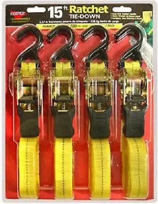 Keeper 05506 4 Pack 15' Ratchet Atv Cycle Tie Down Straps 1