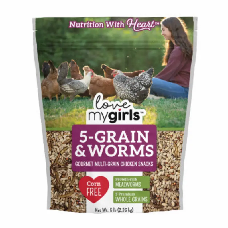 Love My Girls 15198 5 Lb Bag Of 5 Grain & Worms Gourmet Multi-Grain Chicken Snacks 1