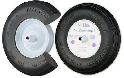 Marastar 00001 15.5" Diameter 8" Flat Free Ribbed Tread Wheelbarrow Tires With 6" Hub - Quantity Of 6 1