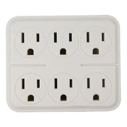 Master Electrician Ct-027W White 6-Way Grounded Electrical Outlet Adapter Plug - Quantity Of 8 1