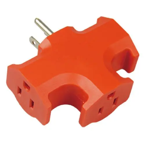 Master Electrician Kab-3Ft Heavy Duty Orange Electrical 3-Way Grounded Outlet Adapter - Quantity Of 4 1