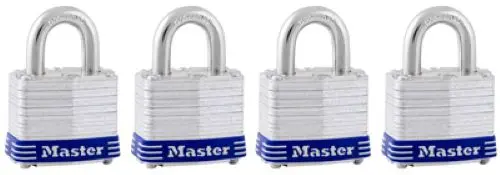 Master Lock 3008D 4-Pack Of 1-1/2" Inch Keyed-Alike Laminated Padlocks 1