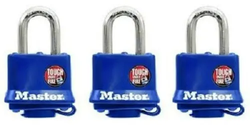 Master Lock 312Tri 3 Pack 1-1/2" Blue All Weather Keyed Alike Padlocks - Quantity Of 1 1