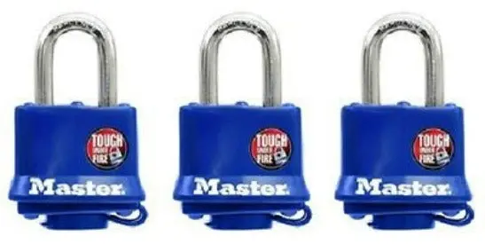 Master Lock 312Tri 3 Pack 1-1/2" Blue All Weather Keyed Alike Padlocks - Quantity Of 4 1