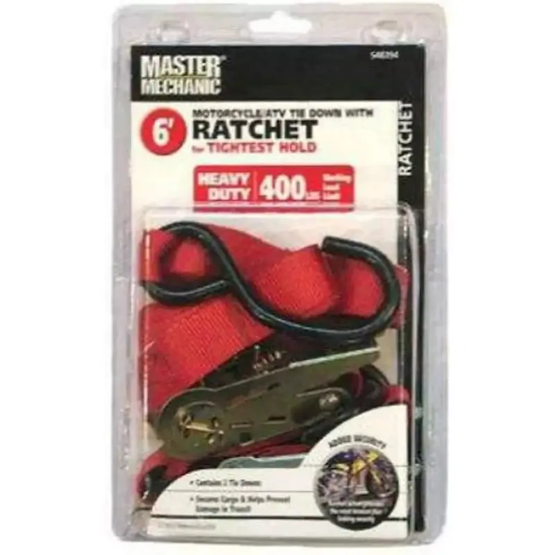 Master Mechanic Mm30 2-Count Pack Of 6' Foot X 1" Inch Motorcycle & Atv Ratchet Straps 1