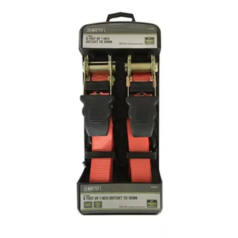 Master Mechanic Mm40 2-Count Pack Of 8' Foot X 1" Inch Motorcycle & Atv Ratchet Straps 1