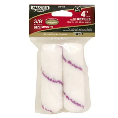 Master Painter 60161Tv 2-Pack Of 4" Inch X 3/8" Inch Nap Microfiber Mini Roller Cover Refills - Quantity Of 24 1