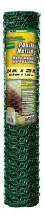 Midwest 308452B 24" X 25' Ft Green 1" Pvc Coated Poultry Netting Chicken Wire Fencing - Quantity Of 2 1