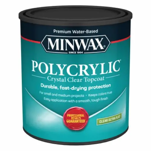 Minwax 611114444 1-Quart Can Of Water Based Clear Ultra Flat Polycrylic Protective Finish 1