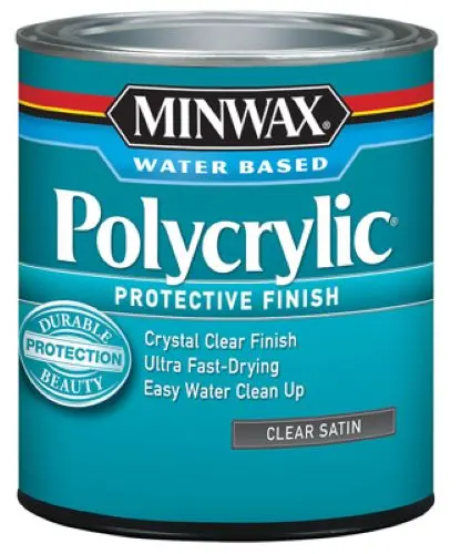 Minwax 63333 1-Quart Can Of Water Based Clear Satin Polycrylic Protective Finish 1