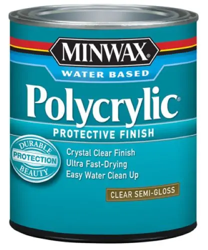 Minwax 64444 1-Quart Can Of Water Based Clear Semi-Gloss Polycrylic Protective Finish 1