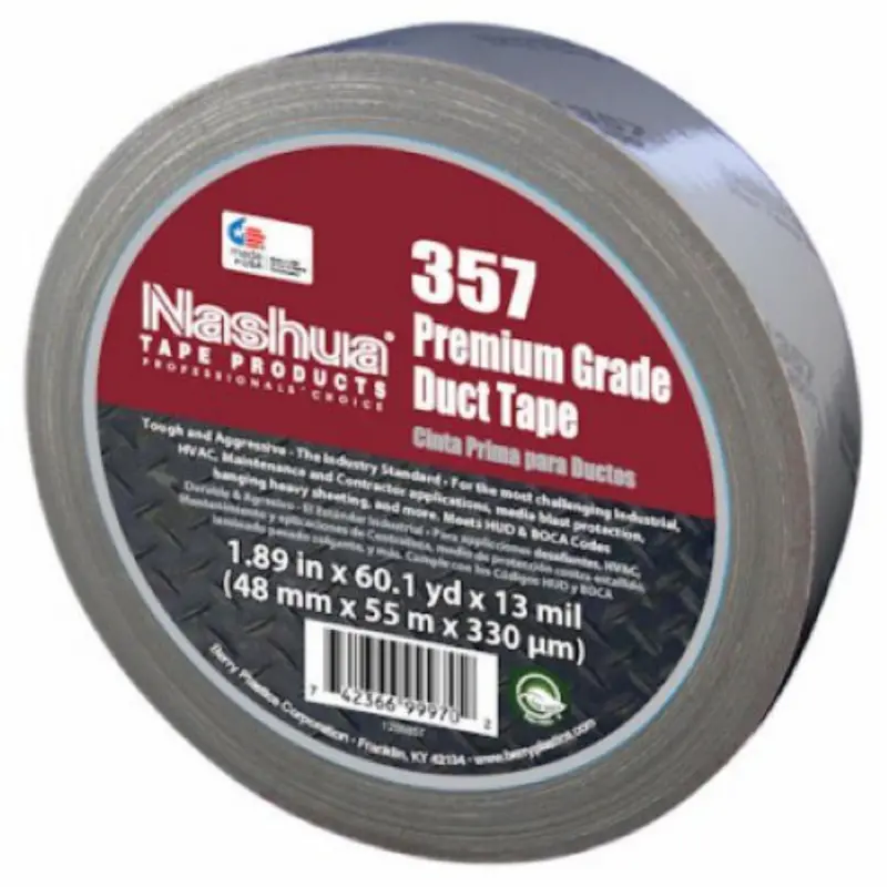 Nashua 357 1086142 1.89" X 60 Yard Roll Of Gray Hvac Industry All Weather Thick Duct Tape 1