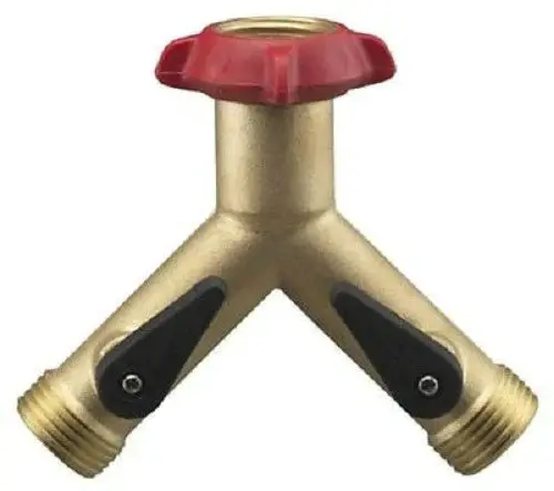 Nelson 855454-1001 Brass Long Neck Faucet Mount Garden Hose Y Connector With Shutoff - Quantity Of 10 1