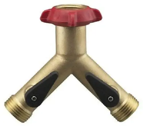 Nelson 855454-1001 Brass Long Neck Faucet Mount Garden Hose Y Connector With Shutoff - Quantity Of 3 1