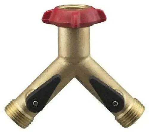 Nelson 855454-1001 Brass Long Neck Faucet Mount Garden Hose Y Connector With Shutoff - Quantity Of 5 1