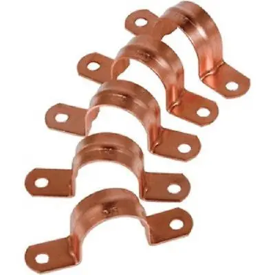 Nibco W02040t 5 Packs 1" Genuine Copper Tube / Pipe Straps / Clamps W 2 Holes - Quantity Of 5 1