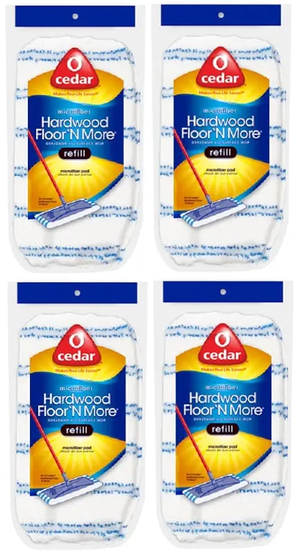 O'cedar 151198 Hardwood Floor & More Wet Or Dry Washable Mop Refill Bonnets - Quantity Of 4 1