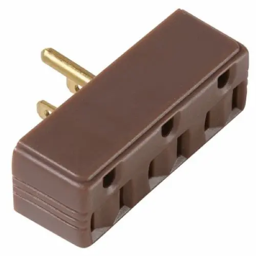 P & S 697Cc20 15A 125V Brown Plug In 3-Way Electrical Outlet Adapter 1