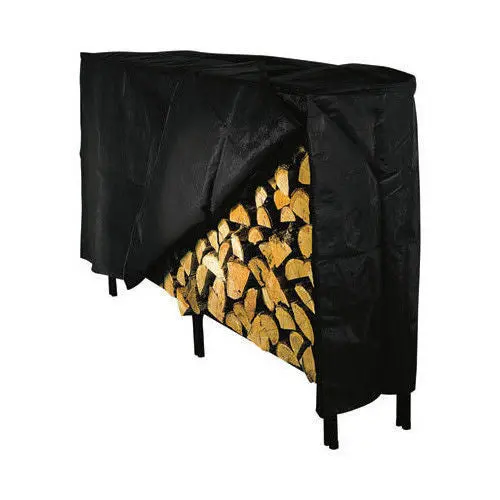 Panacea 15214 8 Ft Black Vinyl Log Rack / Firewood Protective Cover 1