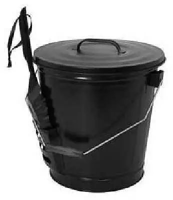 Panacea 15343 Black Fireplace Ash Bucket W Lid & Shovel 1
