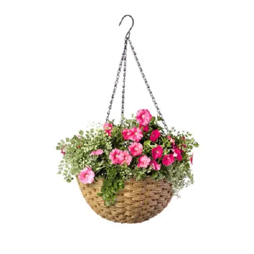 Panacea 82305Gt 14 Inch Natural Round Resin Wicker Hanging Basket Pot / Planter - Quantity Of 6 1