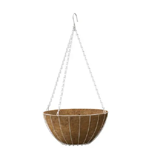 Panacea 88501Gt 12" Round White Wire Growers Hanging Baskets With Chain & Liner - Quantity Of 12 1