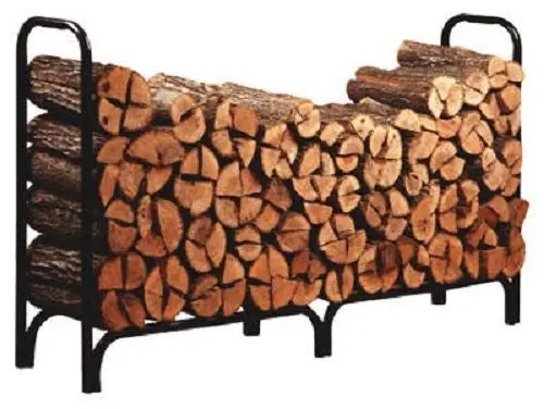 Panacea Products 15204 8' Ft Black Tube Steel Firewood Log Holder Rack - Quantity Of 1 1