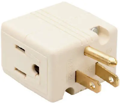 Pass Seymour 1482Icc10 15A 125V Ivory Grounded Triple Cube Tap Plug Adapter - Quantity Of 10 1