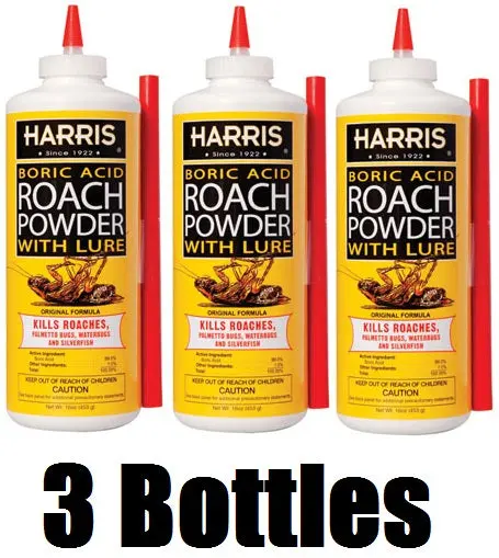 Pf Harris Hrp-16 16 Oz Bottle Of Boric Acid Roach Eliminator Powder With Lure - Quantity Of 3 1