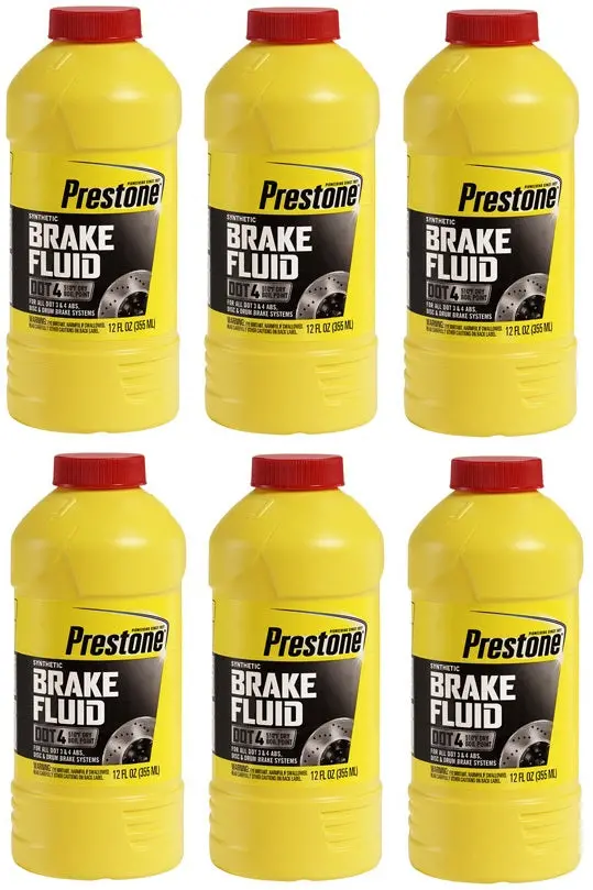 Prestone As800y 12 Oz Bottle Of Dot 4 Synthetic Heavy Duty Brake Fluid - Quantity Of 6 1