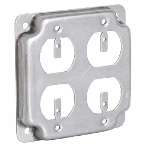 Raco 907C 4" Galvanized 2 Gang Metal Raised Receptacle Covers - Quantity Of 10 1