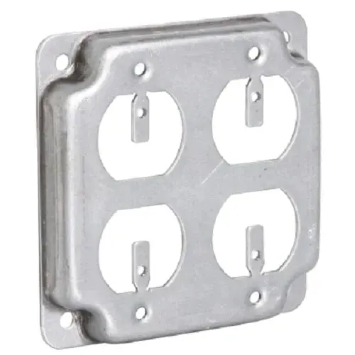 Raco 907C 4" Galvanized 2 Gang Metal Raised Receptacle Covers - Quantity Of 50 1