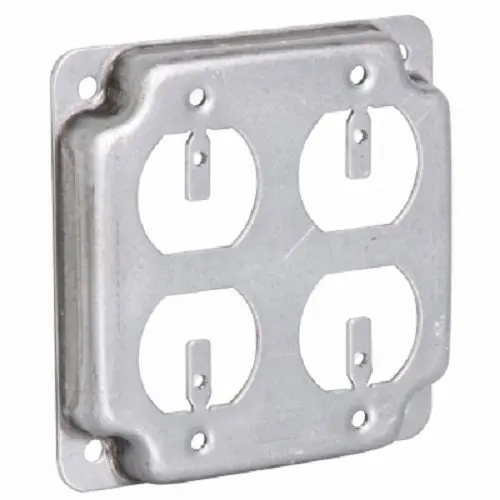 Raco 907C 4" Galvanized 2 Gang Metal Raised Receptacle Covers - Quantity Of 6 1