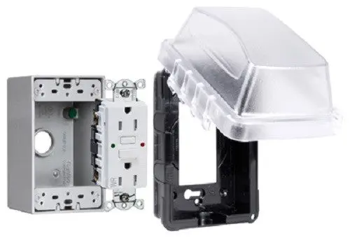 Raco Mkg410cts Taymac Weatherproof Plastic Cover Box & Gfci Plug Receptacle Kit 1
