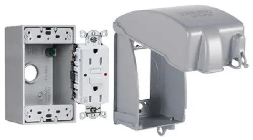Raco Mkg4280ss Taymac Metal Weatherproof Cover Box & Gfci Plug Receptacle Kit - Quantity Of 4 1