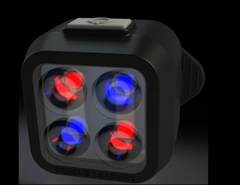 Rescue Leaders Rbnyl-1 Red & Blue Body Beacon Led Equipped Black Nylon Belt Keeper First Responder Light Gen 2 - Quantity Of 1 1