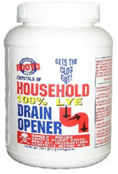 Rooto 1030 1 Lb Container Of No. 4 100% Lye Crystal Household Drain Opener - Quantity Of 2 1