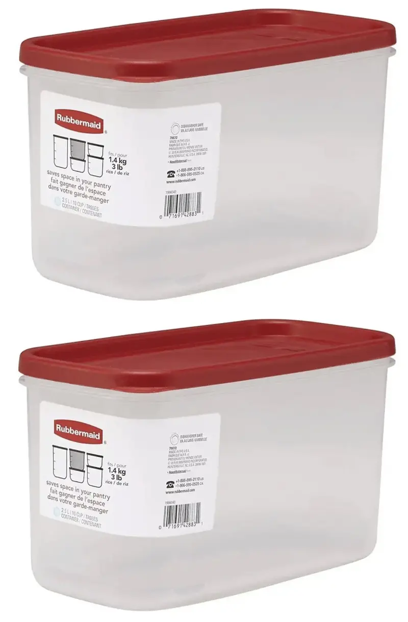 Rubbermaid 2168229 Racer Red 10 Cup Dry Food Plastic Storage Containers - Quantity Of 2 1