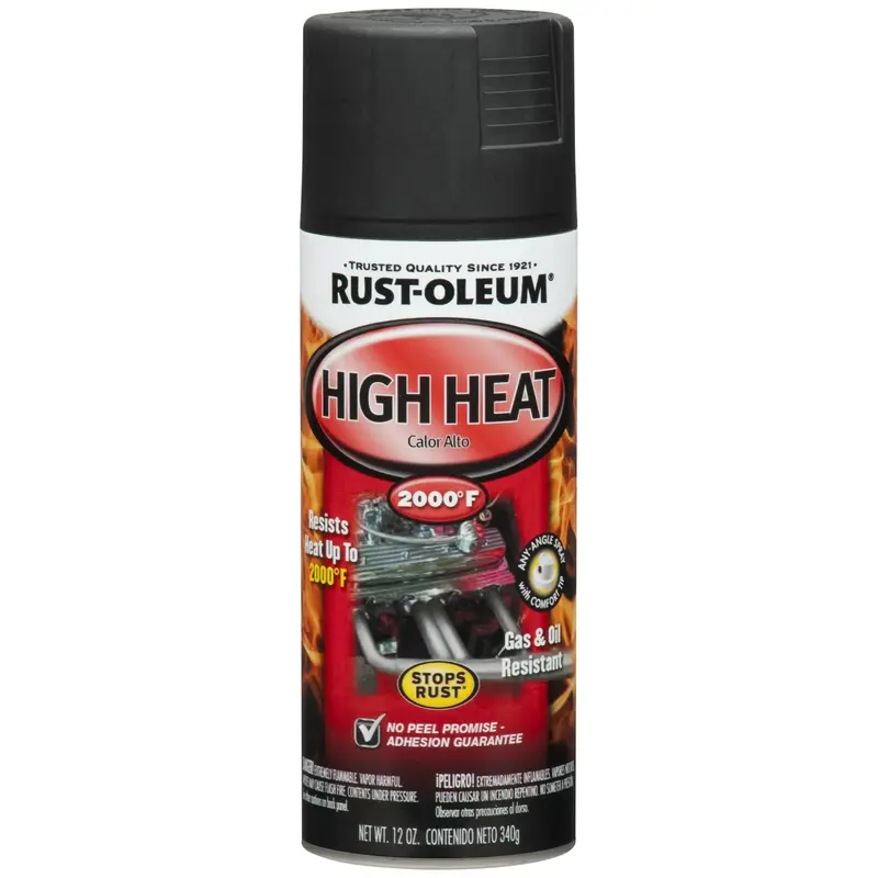 Rust-Oleum 248903 12 Oz Can Of Flat Black High Heat Enamel Spray Paint 1
