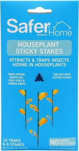 Safer Sh5026 8-Count Pack Of Non Toxic Houseplant Whitefly & Insect Sticky Stake Traps 1
