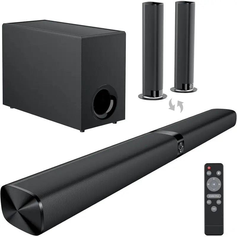 Sound Bar For Smart Tv, 120W Sound Bar With Subwoofer, 5.0 Bluetooth Soundbar For Tv With Deep Bass & Volume Boost & 3 Equalizer Modes, Arc/Opt/Aux, 2 In 1 Detachable Tv Sound Bar, Black 1
