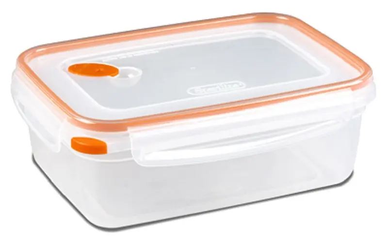 Sterilite 03221106 8.3 Cup Ultra Clear / Tangerine Rectangle Food Container - Quantity Of 12 1